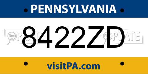 8422ZD Pennsylvania License Plate