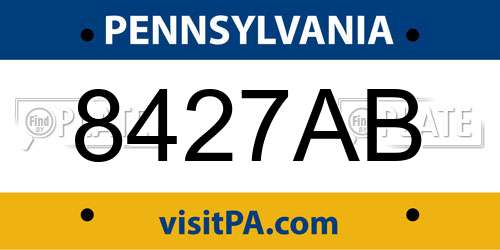 8427AB Pennsylvania License Plate