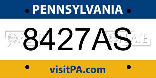 8427AS Pennsylvania License Plate