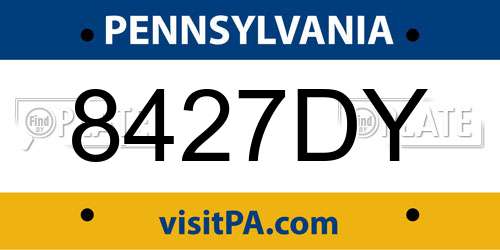 8427DY Pennsylvania License Plate