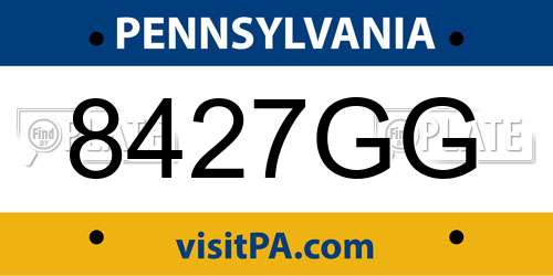 8427GG Pennsylvania License Plate