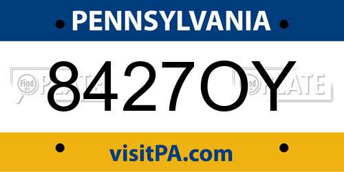 8427OY Pennsylvania License Plate