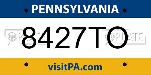 8427TO Pennsylvania License Plate