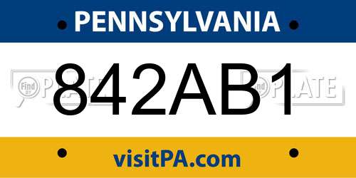 842AB1 Pennsylvania License Plate