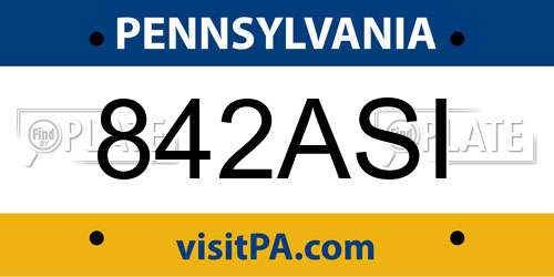 842ASI Pennsylvania License Plate