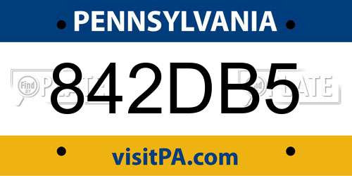 842DB5 Pennsylvania License Plate