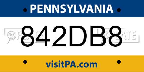 842DB8 Pennsylvania License Plate
