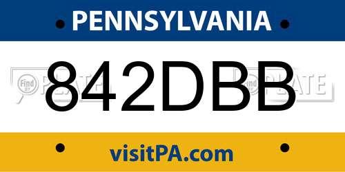842DBB Pennsylvania License Plate