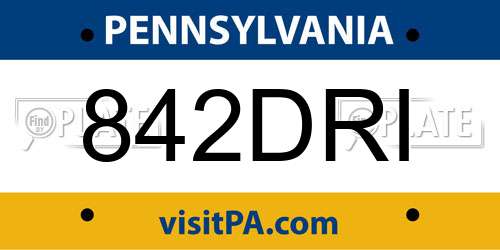 842DRI Pennsylvania License Plate