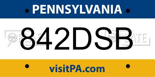 842DSB Pennsylvania License Plate