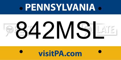 842MSL Pennsylvania License Plate