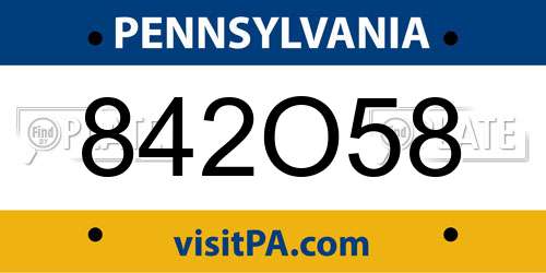 842O58 Pennsylvania License Plate