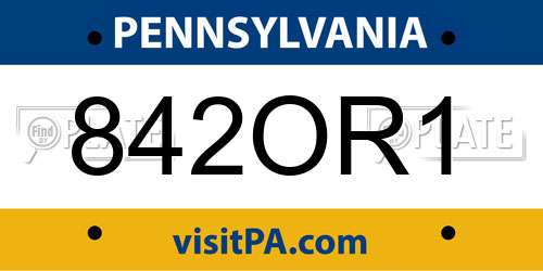 842OR1 Pennsylvania License Plate