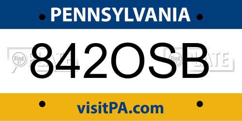 842OSB Pennsylvania License Plate