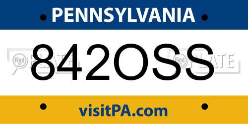 842OSS Pennsylvania License Plate