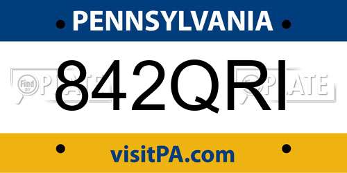 842QRI Pennsylvania License Plate