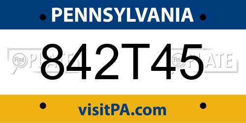 842T45 Pennsylvania License Plate