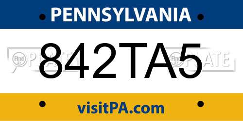 842TA5 Pennsylvania License Plate