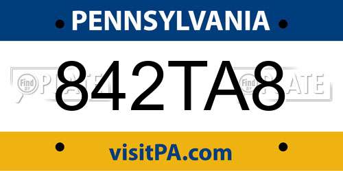 842TA8 Pennsylvania License Plate