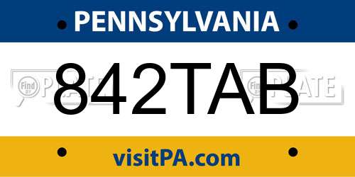842TAB Pennsylvania License Plate