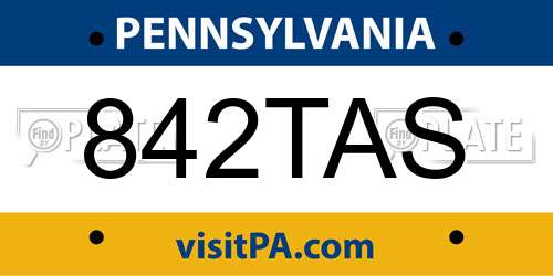 842TAS Pennsylvania License Plate