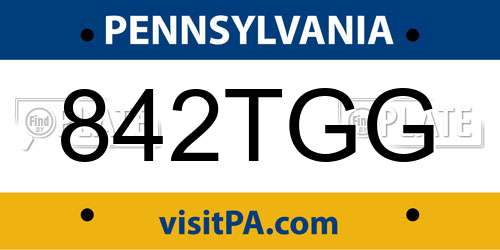 842TGG Pennsylvania License Plate