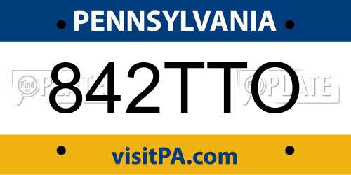 842TTO Pennsylvania License Plate