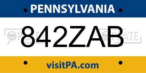 842ZAB Pennsylvania License Plate
