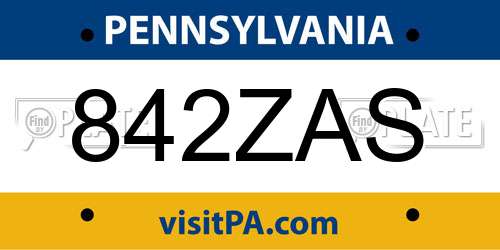 842ZAS Pennsylvania License Plate
