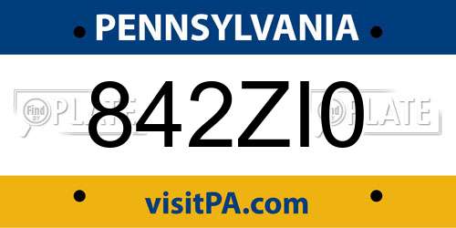 842ZI0 Pennsylvania License Plate
