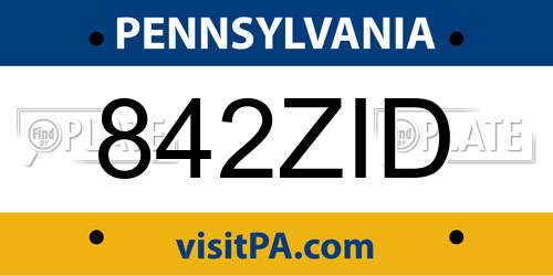842ZID Pennsylvania License Plate