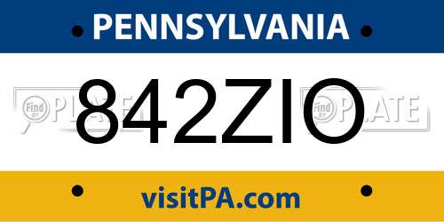 842ZIO Pennsylvania License Plate