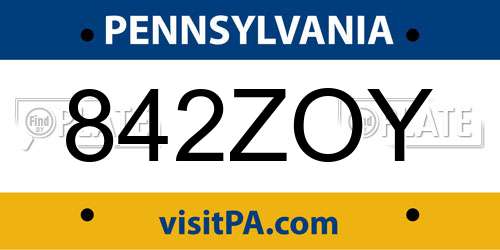 842ZOY Pennsylvania License Plate