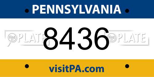 8436 Pennsylvania License Plate