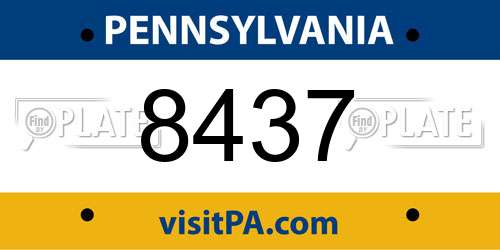 8437 Pennsylvania License Plate