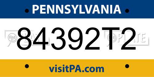 84392T2 Pennsylvania License Plate