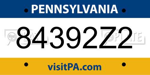84392Z2 Pennsylvania License Plate