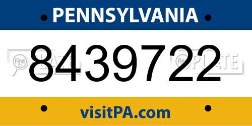 8439722 Pennsylvania License Plate