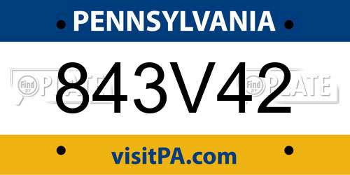 843V42 Pennsylvania License Plate
