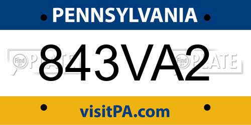 843VA2 Pennsylvania License Plate