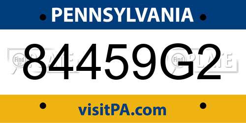 84459G2 Pennsylvania License Plate