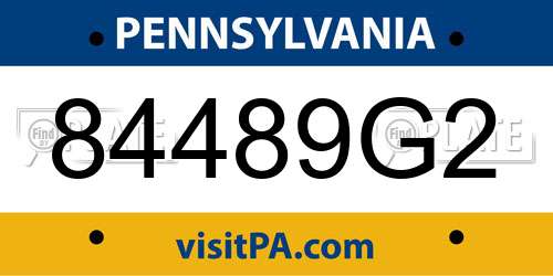 84489G2 Pennsylvania License Plate