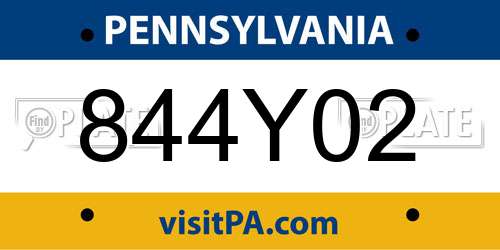 844Y02 Pennsylvania License Plate