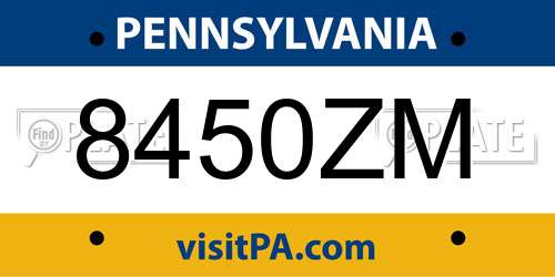 8450ZM Pennsylvania License Plate
