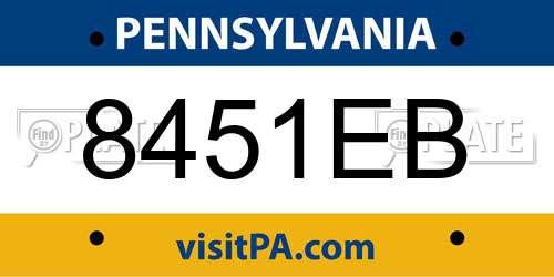 8451EB Pennsylvania License Plate
