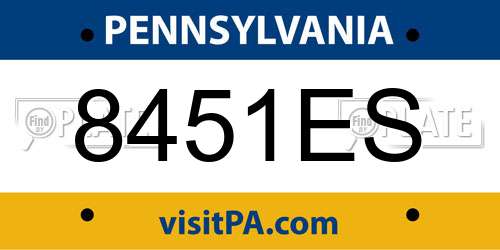 8451ES Pennsylvania License Plate