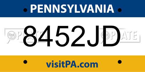 8452JD Pennsylvania License Plate
