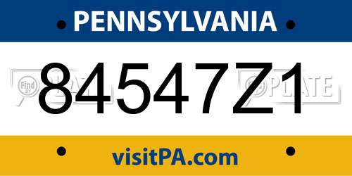84547Z1 Pennsylvania License Plate