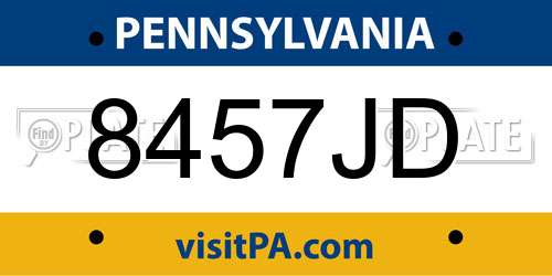 8457JD Pennsylvania License Plate