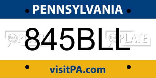 845BLL Pennsylvania License Plate